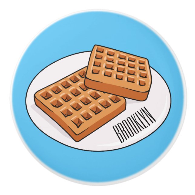 Waffle cartoon illustration  ceramic knob (Front)