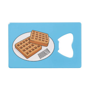Waffle cartoon illustration credit card bottle opener