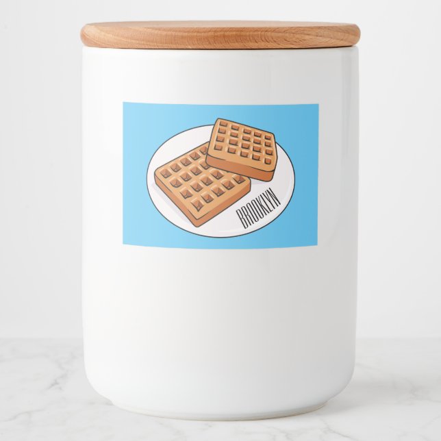 Waffle cartoon illustration  food label (Front)