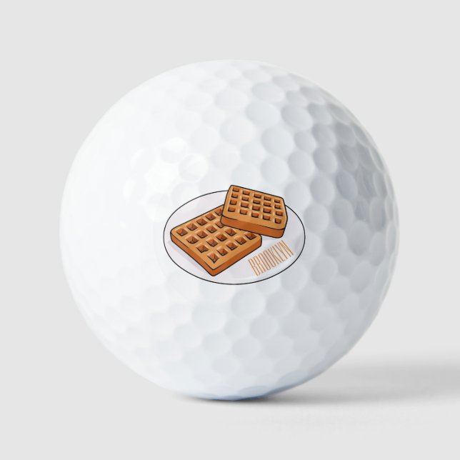 Waffle cartoon illustration  golf balls (Front)