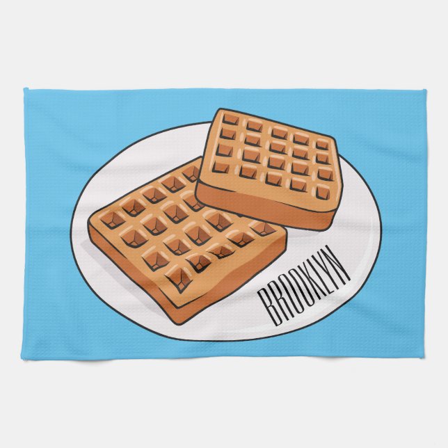 Waffle cartoon illustration  kitchen towel (Horizontal)