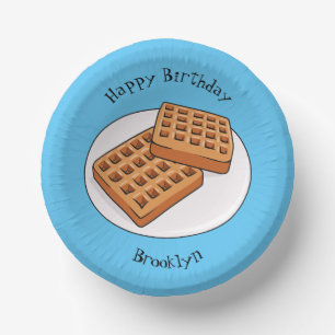 Waffle cartoon illustration paper plate