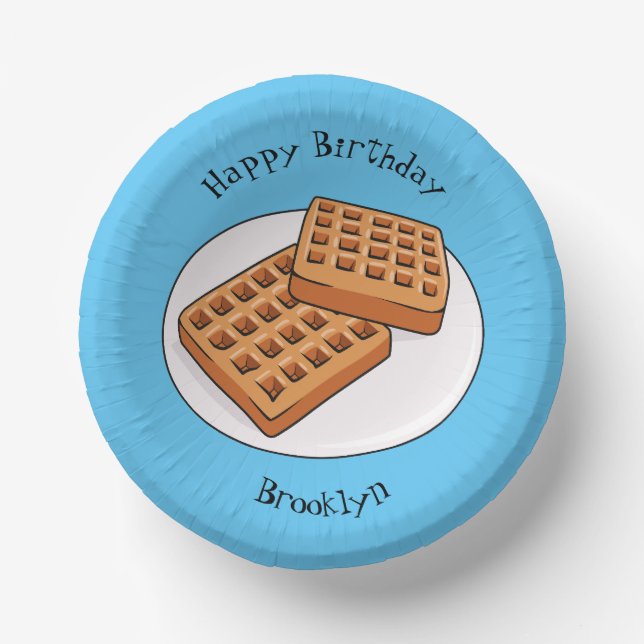 Waffle cartoon illustration  paper plate (Front)