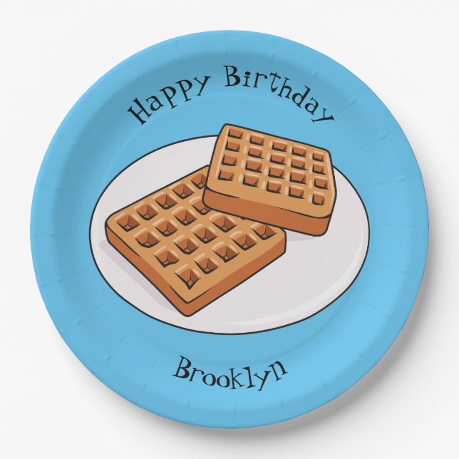 Waffle cartoon illustration  paper plate (Front)