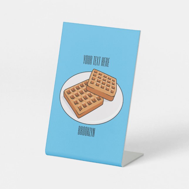 Waffle cartoon illustration  pedestal sign (Front)
