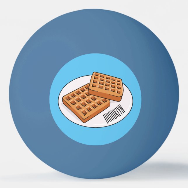 Waffle cartoon illustration  ping pong ball (Front)