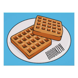Waffle cartoon illustration  poster