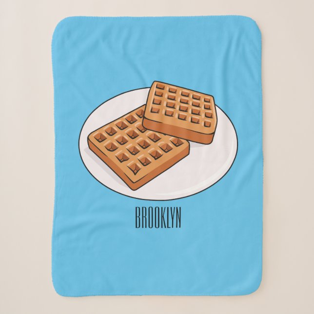 Waffle cartoon illustration sherpa blanket (Front)