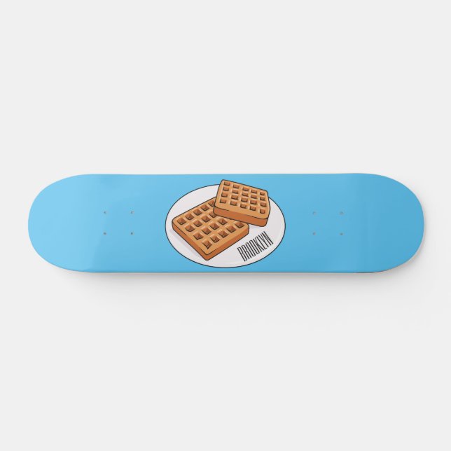 Waffle cartoon illustration  skateboard (Horz)