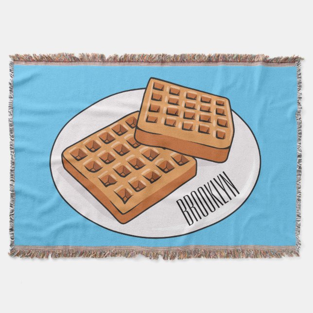 Waffle cartoon illustration  throw blanket (Front)