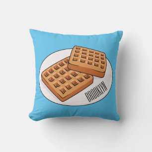 Waffle cartoon illustration  throw pillow