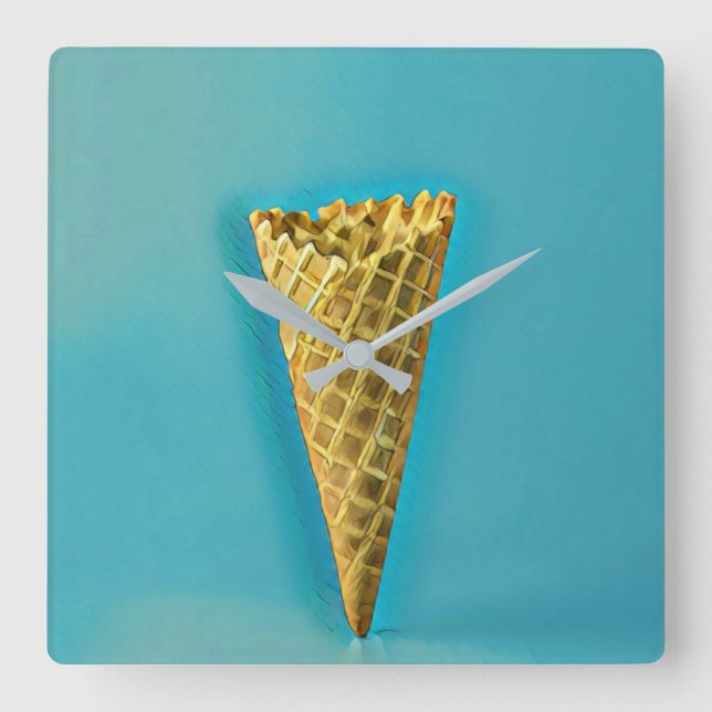 Waffle cone for ice cream lovers square wall clock (Front)