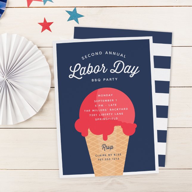 Waffle Cone Labour Day Celebration Invitation (Creator Uploaded)