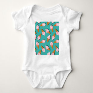 Waffle cones ice cream and frozen yogurt pattern baby bodysuit