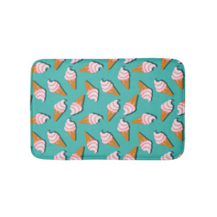 Waffle cones ice cream and frozen yogurt pattern bath mat
