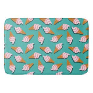 Waffle cones ice cream and frozen yogurt pattern bath mat