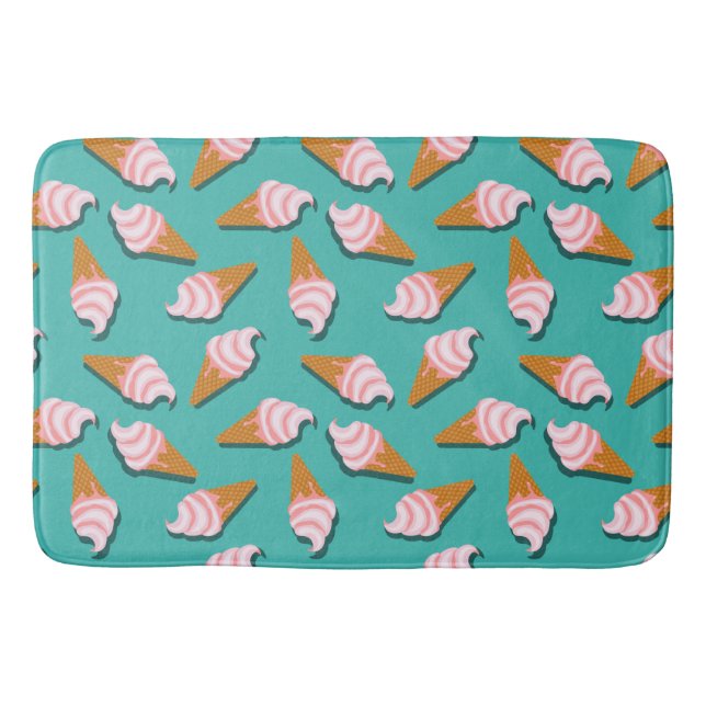 Waffle cones ice cream and frozen yogurt pattern bath mat (Front)