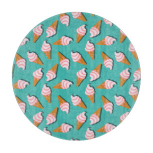 Waffle cones ice cream and frozen yogurt pattern cutting board