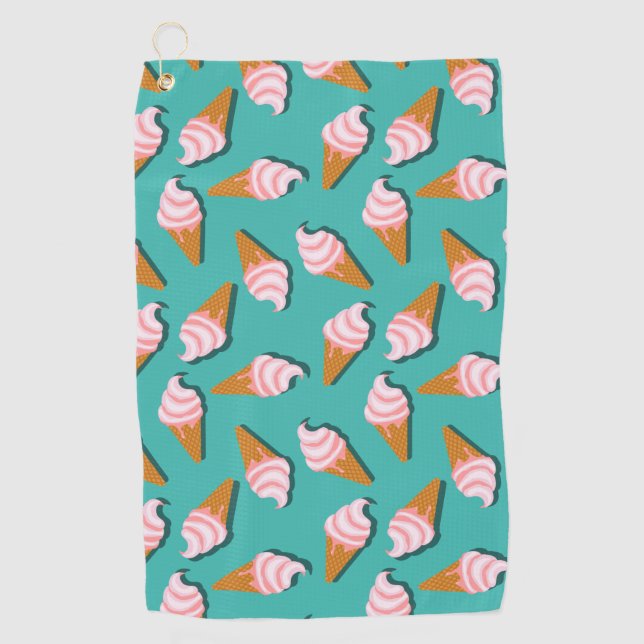 Waffle cones ice cream and frozen yogurt pattern golf towel (Front)