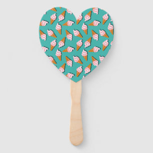 Waffle cones ice cream and frozen yogurt pattern hand fan