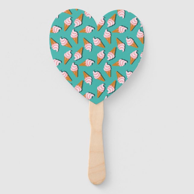 Waffle cones ice cream and frozen yogurt pattern hand fan (Front)