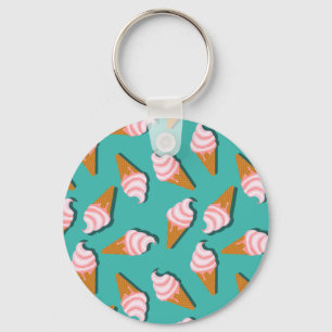 Waffle cones ice cream and frozen yogurt pattern k keychain