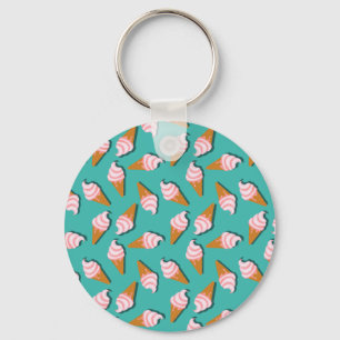 Waffle cones ice cream and frozen yogurt pattern keychain