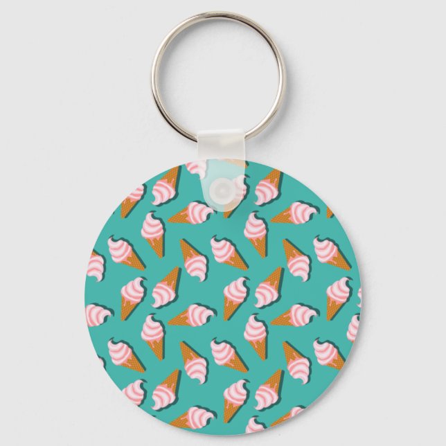 Waffle cones ice cream and frozen yogurt pattern keychain (Front)