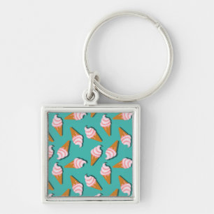 Waffle cones ice cream and frozen yogurt pattern keychain