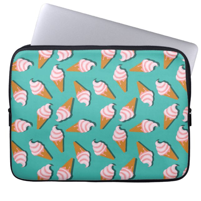 Waffle cones ice cream and frozen yogurt pattern laptop sleeve (Front)