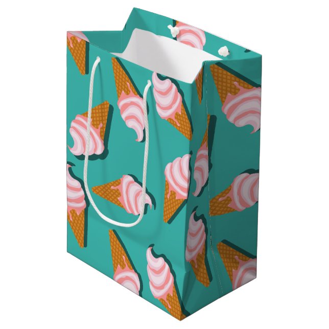 Waffle cones ice cream and frozen yogurt pattern medium gift bag (Front Angled)