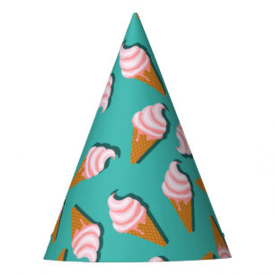 Waffle cones ice cream and frozen yogurt pattern party hat