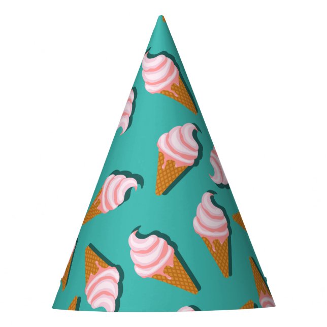 Waffle cones ice cream and frozen yogurt pattern party hat (Front)