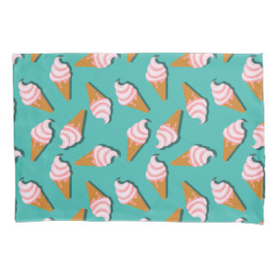 Waffle cones ice cream and frozen yogurt pattern pillowcase
