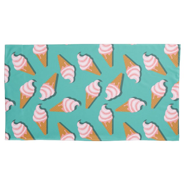 Waffle cones ice cream and frozen yogurt pattern pillowcase (Front)