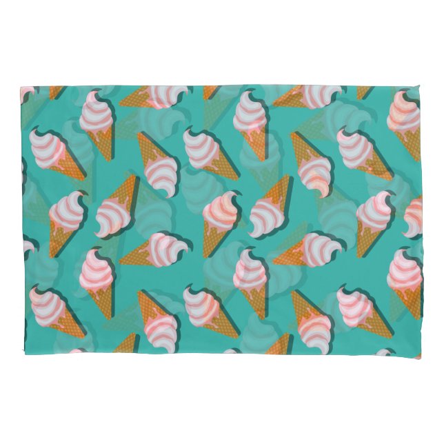 Waffle cones ice cream and frozen yogurt pattern pillowcase (Front-Left)
