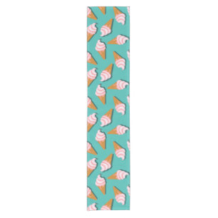 Waffle cones ice cream and frozen yogurt pattern short table runner