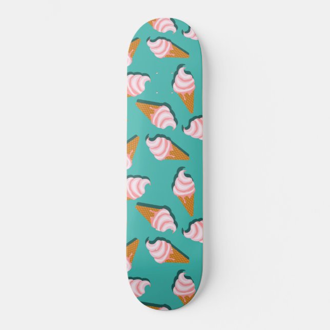 Waffle cones ice cream and frozen yogurt pattern skateboard (Front)