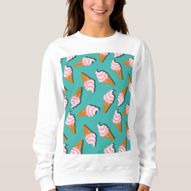 Waffle cones ice cream and frozen yogurt pattern sweatshirt (Front)
