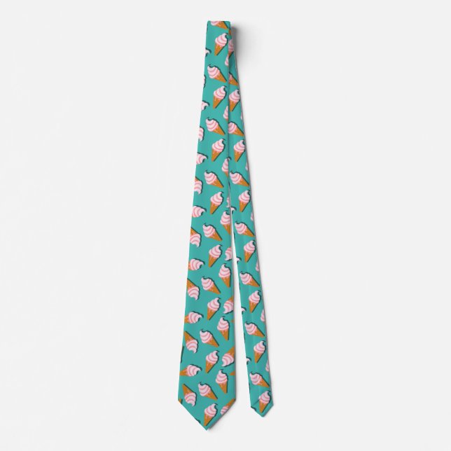 Waffle cones ice cream and frozen yogurt pattern tie (Front)
