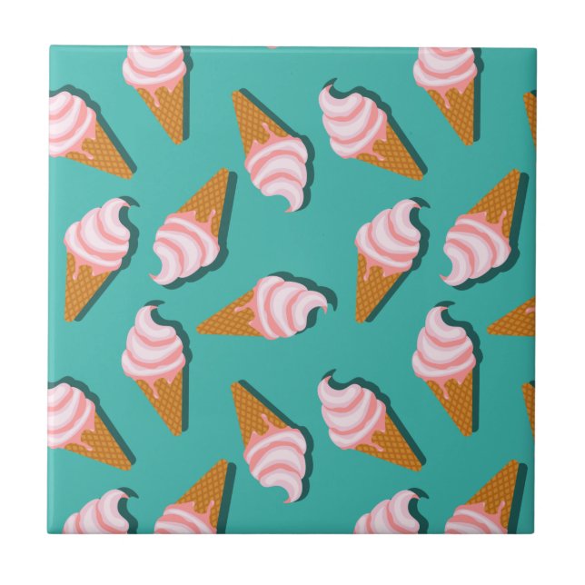 Waffle cones ice cream and frozen yogurt pattern tile (Front)