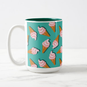Waffle cones ice cream and frozen yogurt pattern Two-Tone coffee mug