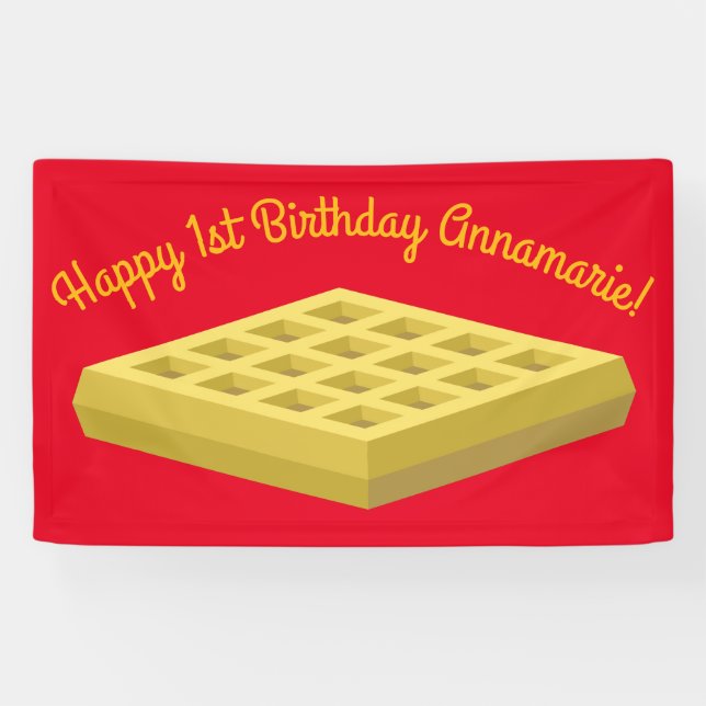 Waffle Cute Breakfast Birthday Party Banner (Horizontal)