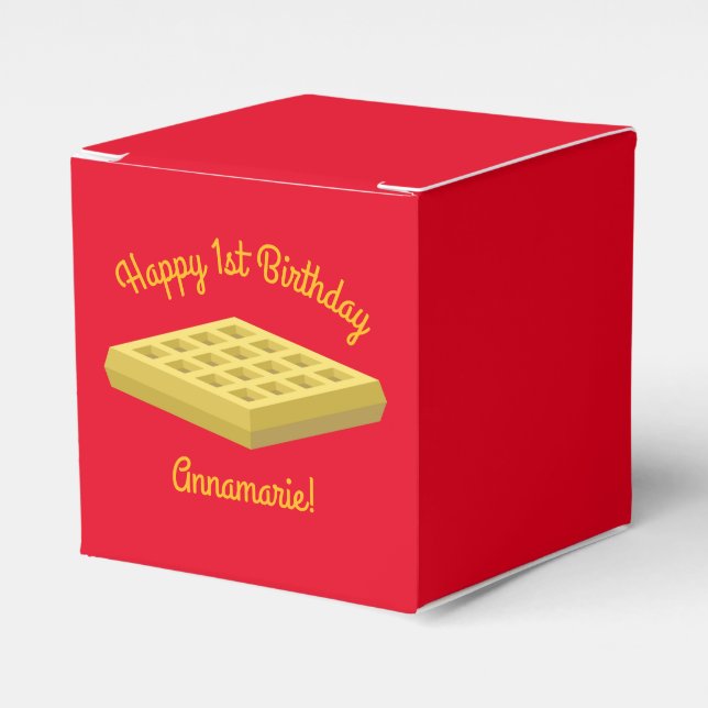 Waffle Cute Breakfast Birthday Party Favor Box (Front Side)