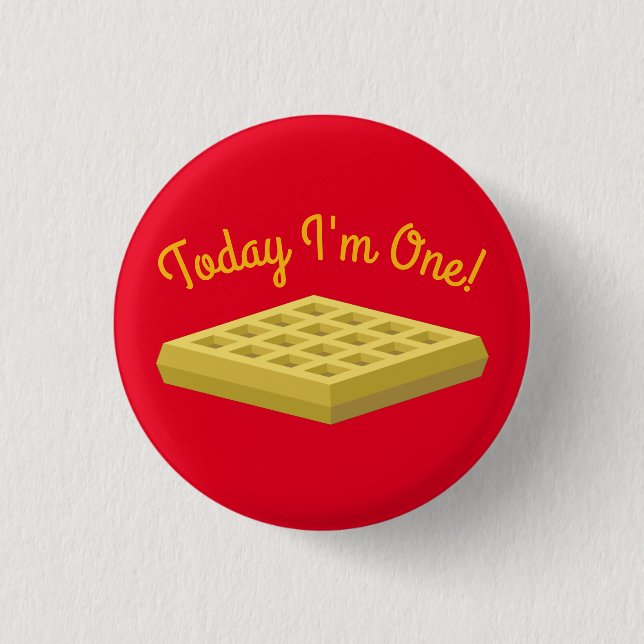 Waffle Cute Breakfast Brunch Kids 1st Birthday 1 Inch Round Button (Front)