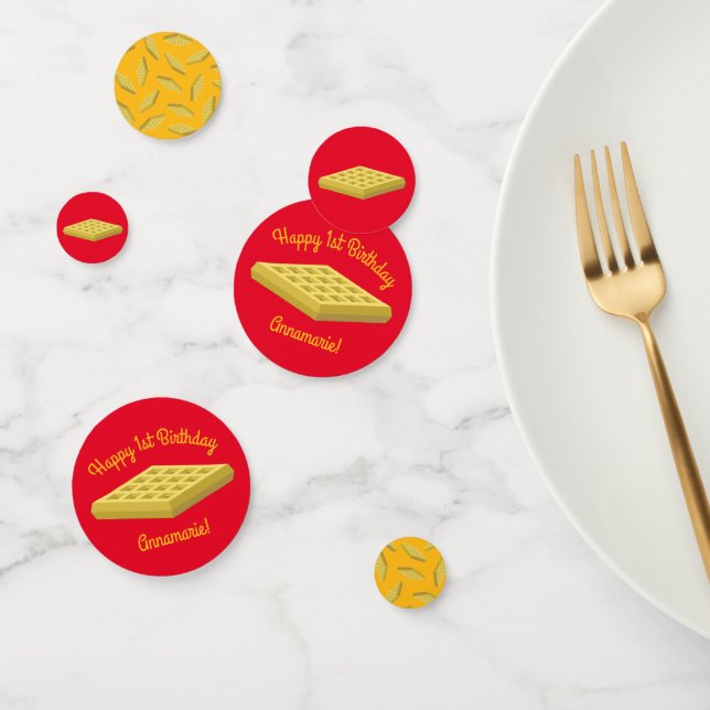 Waffle Cute Breakfast Brunch Kids 1st Birthday Confetti (Group)