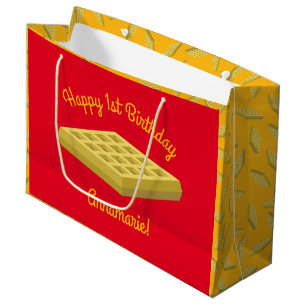 Waffle Cute Breakfast Brunch Kids 1st Birthday Large Gift Bag