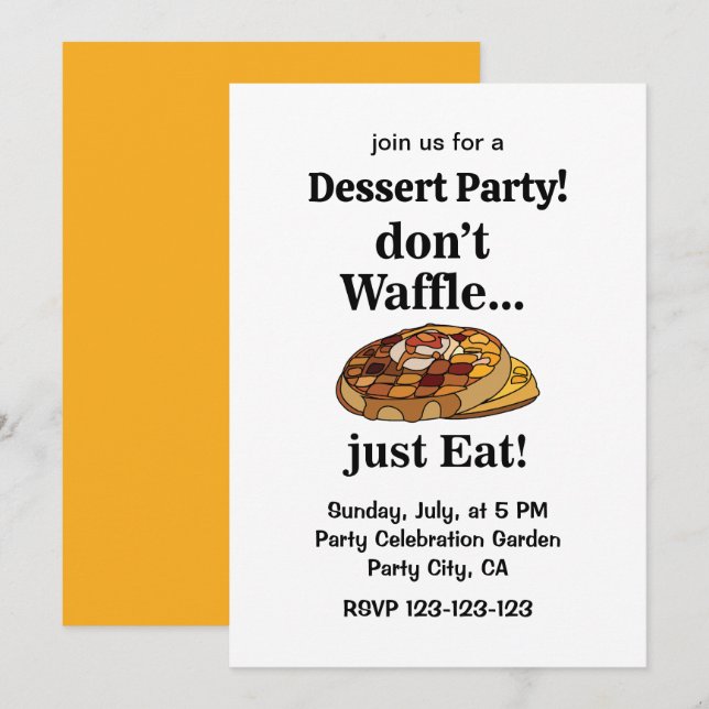 Waffle Dessert Food Funny Invitation (Front/Back)