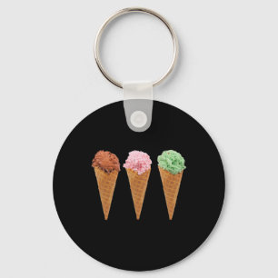 Waffle Ice Cream Cones And Chocolate Ice Cream Keychain