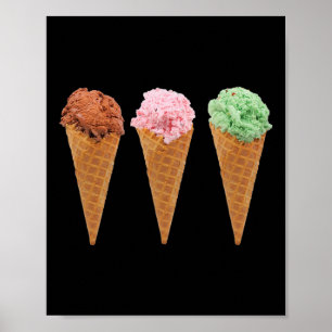 Waffle Ice Cream Cones And Chocolate Ice Cream Poster